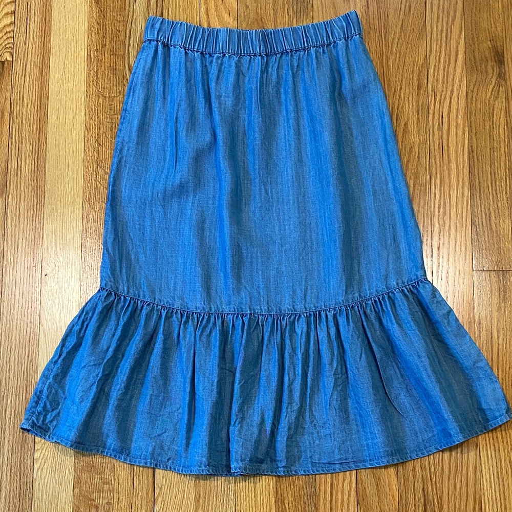Loft Chambray Two Tiered Midi Skirt